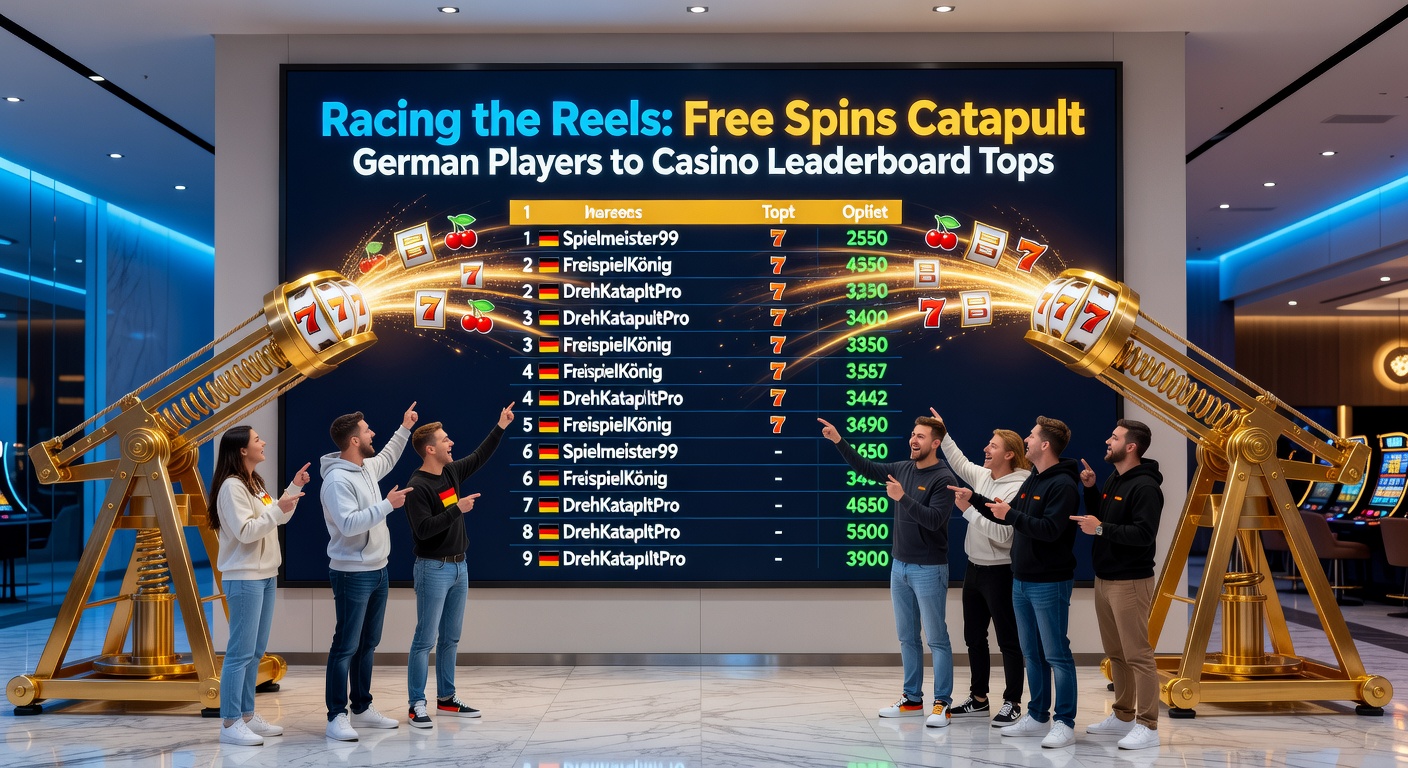 Live Leaderboard während eines Reel-Rennens, mit deutschen Spitzenreitern und Free-Spin-Boni